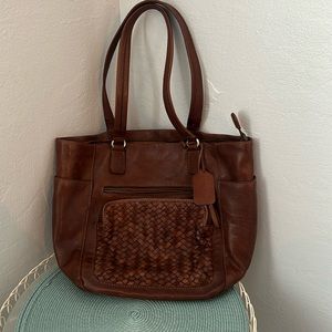 Genuine Leather Tote - Brown